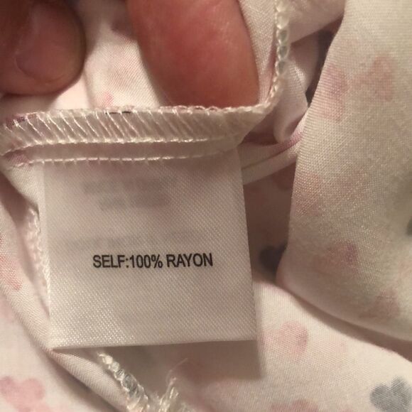 J&D XL Romantic Heart Print White Pink Gray High Low Blouse - Picture 9 of 12